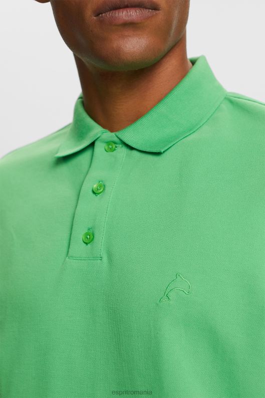 Esprit tricou polo din plasă de bumbac bărbați verde 2T6N8569 polouri
