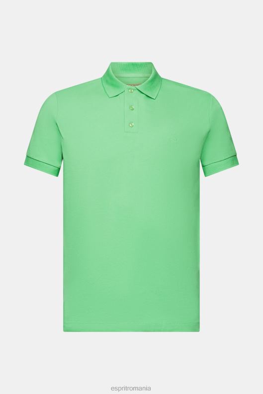 Esprit tricou polo din plasă de bumbac bărbați verde 2T6N8569 polouri