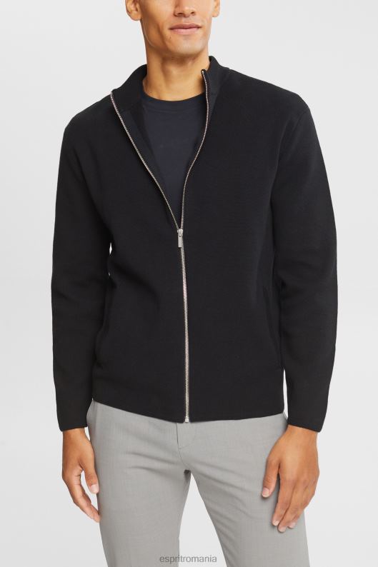 Esprit cardigan cu fermoar bărbați negru 2T6N8921 pulovere