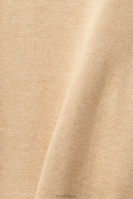 Esprit cardigan din bumbac durabil cu decolteu în V bărbați bej 2T6N8775 pulovere