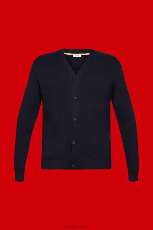 Esprit cardigan din bumbac durabil cu decolteu în V bărbați marina 2T6N8776 pulovere