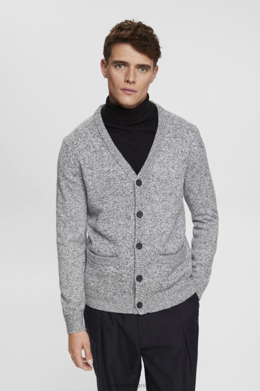 Esprit cardigan tricotat cu nasturi bărbați gri mediu 2T6N8697 pulovere