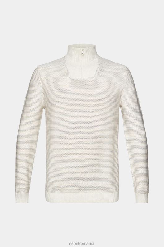 Esprit pulover din tricot cu jumătate de fermoar, cu dungi colorate bărbați aproape alb 2T6N8727 pulovere