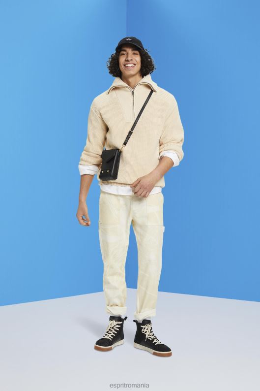 Esprit pulover tricotat cu jumătate de fermoar bărbați taup deschis 2T6N8761 pulovere