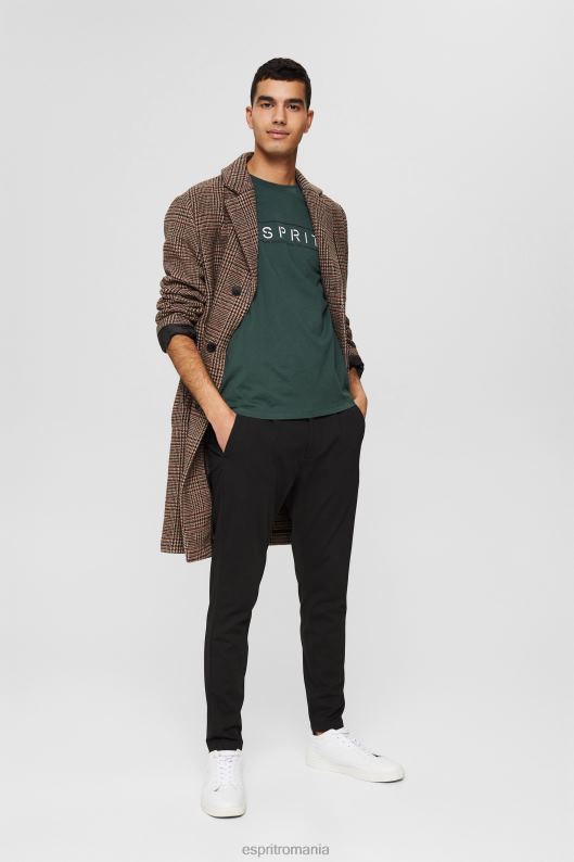 Esprit Tricou cu logo din jerseu, 100% bumbac bărbați verde albastrui 2T6N8734 tricouri