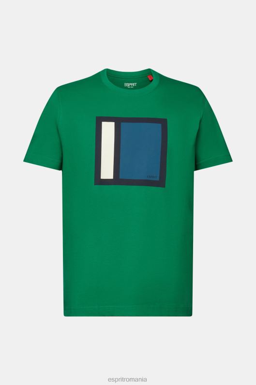 Esprit Tricou din jerseu cu imprimeu, 100% bumbac bărbați verde inchis 2T6N8584 tricouri