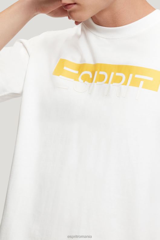 Esprit tricou aplicat cu logo-ul lucios mat bărbați alb 2T6N8616 tricouri