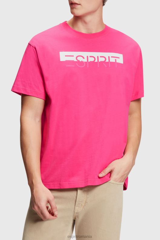 Esprit tricou aplicat cu logo-ul lucios mat bărbați fucsia roz 2T6N8619 tricouri