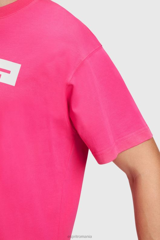 Esprit tricou aplicat cu logo-ul lucios mat bărbați fucsia roz 2T6N8619 tricouri