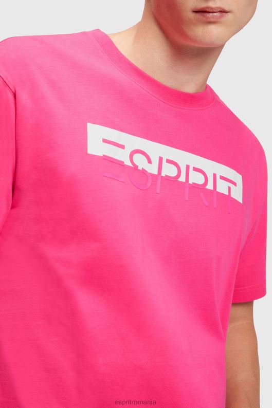 Esprit tricou aplicat cu logo-ul lucios mat bărbați fucsia roz 2T6N8619 tricouri