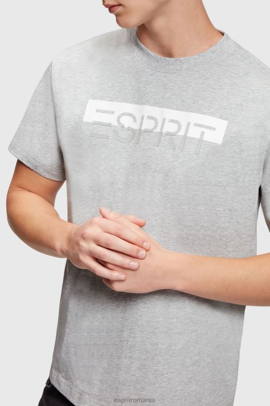 Esprit tricou aplicat cu logo-ul lucios mat bărbați gri deschis 2T6N8615 tricouri