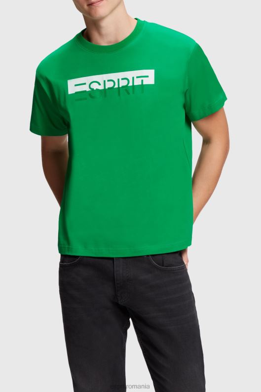 Esprit tricou aplicat cu logo-ul lucios mat bărbați verde 2T6N8617 tricouri