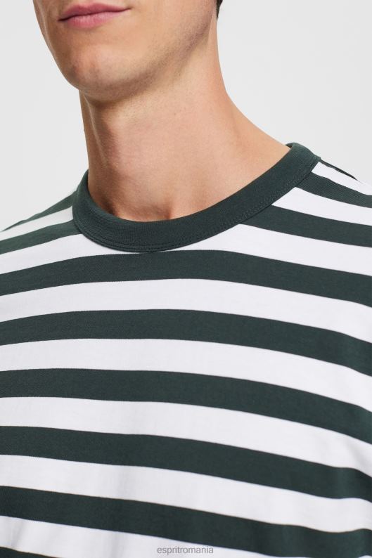 Esprit tricou cu decolteu în dungi bărbați verde teal închis 2T6N8769 tricouri