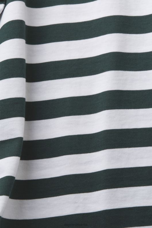 Esprit tricou cu decolteu în dungi bărbați verde teal închis 2T6N8769 tricouri