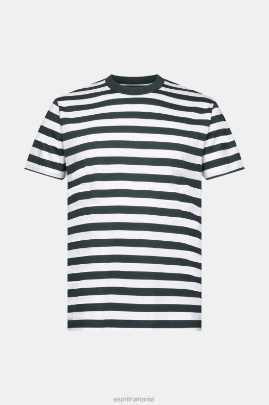 Esprit tricou cu decolteu în dungi bărbați verde teal închis 2T6N8769 tricouri