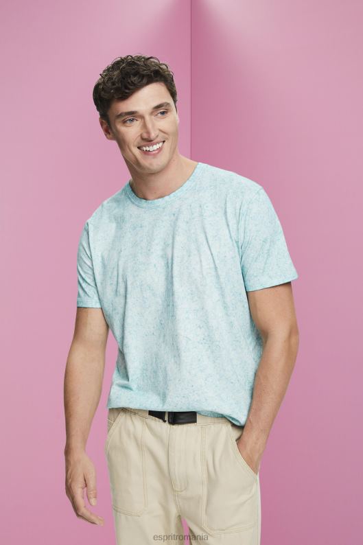 Esprit tricou cu efect spalat bărbați verde acvatic deschis 2T6N8753 tricouri