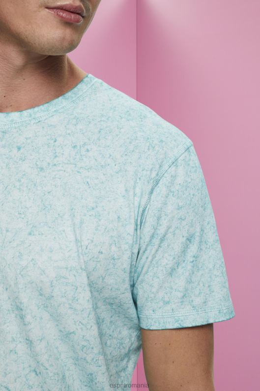 Esprit tricou cu efect spalat bărbați verde acvatic deschis 2T6N8753 tricouri
