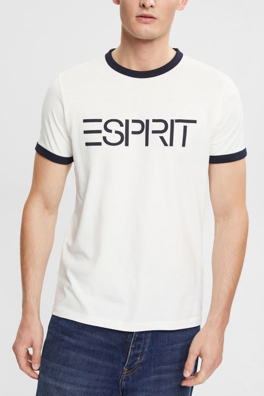 Esprit tricou cu imprimeu cu logo din jerseu bărbați aproape alb 2T6N8949 tricouri