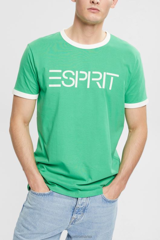 Esprit tricou cu imprimeu cu logo din jerseu bărbați verde 2T6N8950 tricouri
