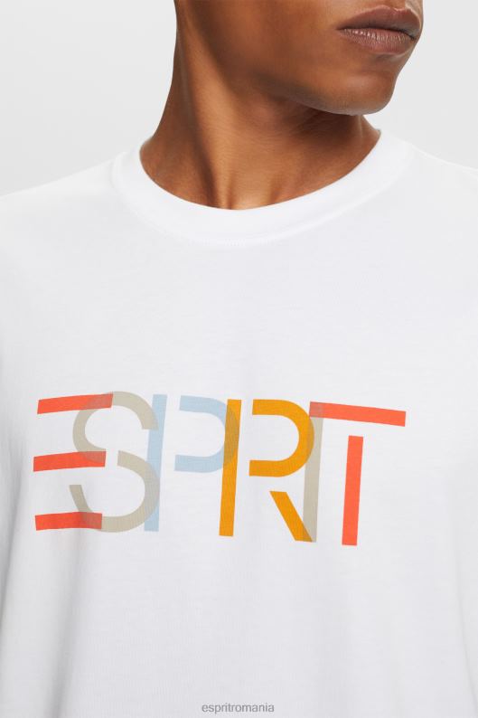 Esprit tricou cu imprimeu frontal, 100% bumbac bărbați alb 2T6N8738 tricouri
