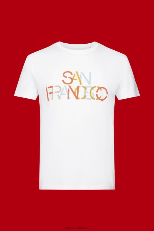 Esprit tricou cu imprimeu frontal, 100% bumbac bărbați alb san francisco 2T6N8739 tricouri
