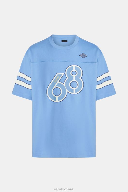 Esprit tricou cu imprimeu grafic cu mâneci în dungi bărbați lavandă albastru deschis 2T6N8807 tricouri