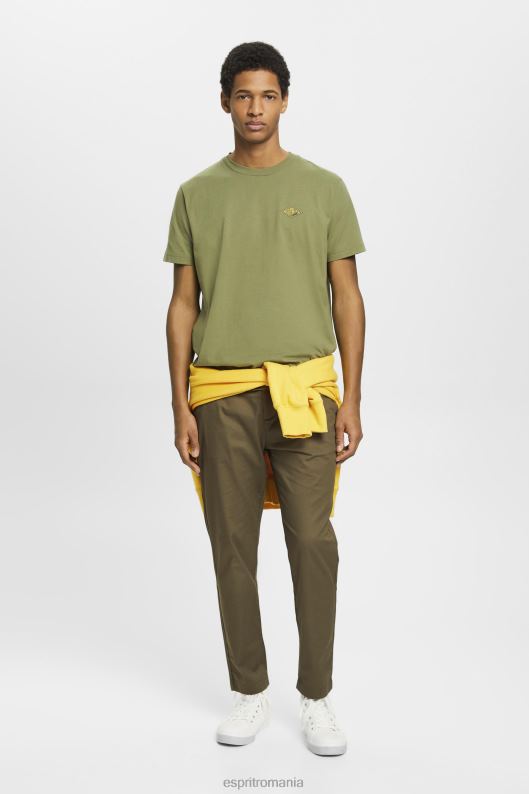Esprit tricou cu imprimeu logo bărbați măsline 2T6N8601 tricouri