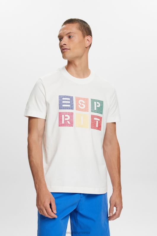 Esprit tricou cu logo, 100% bumbac bărbați aproape alb 2T6N8587 tricouri