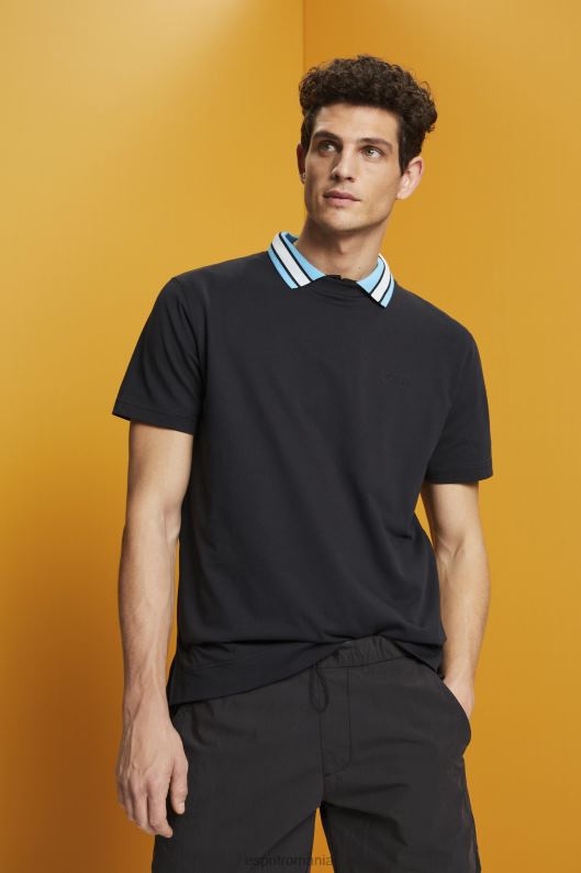 Esprit tricou cu logo, 100% bumbac bărbați negru 2T6N8668 tricouri