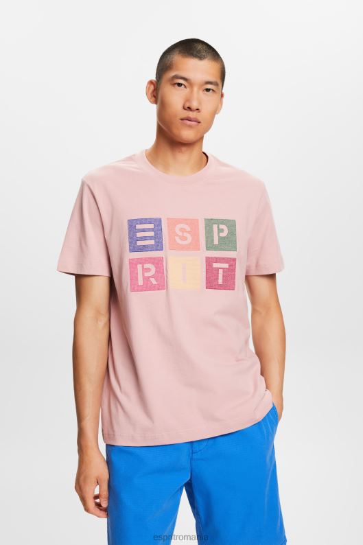 Esprit tricou cu logo, 100% bumbac bărbați roz vechi 2T6N8589 tricouri