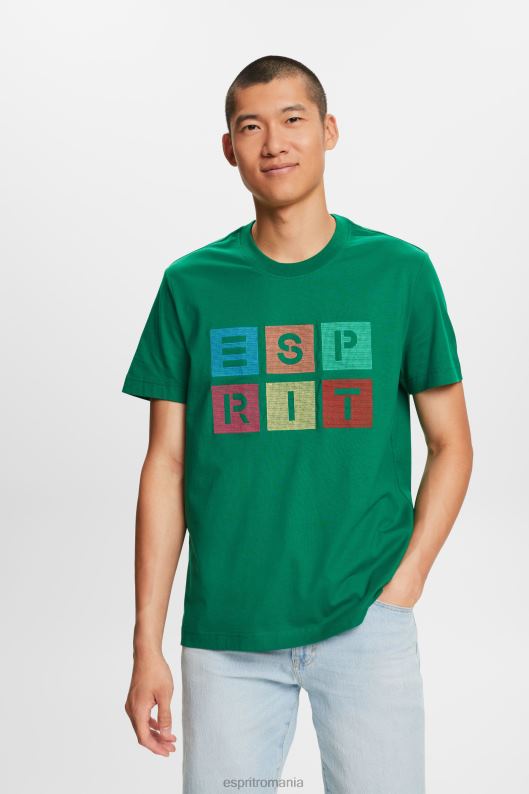 Esprit tricou cu logo, 100% bumbac bărbați verde inchis 2T6N8588 tricouri