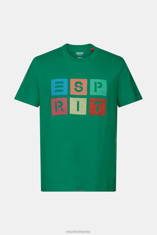 Esprit tricou cu logo, 100% bumbac bărbați verde inchis 2T6N8588 tricouri
