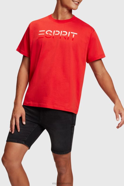 Esprit tricou cu logo flocat pe piept bărbați roșu 2T6N8611 tricouri