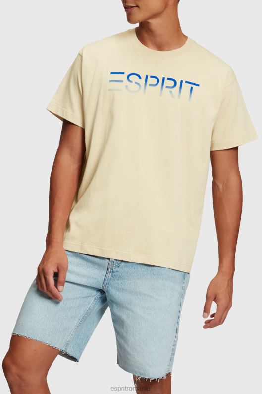 Esprit tricou cu logo flocat pe piept bărbați taup deschis 2T6N8608 tricouri