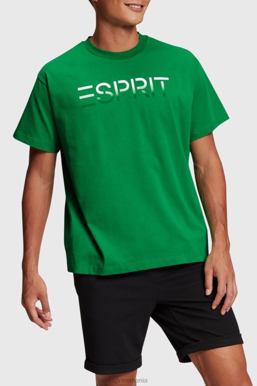Esprit tricou cu logo flocat pe piept bărbați verde 2T6N8609 tricouri