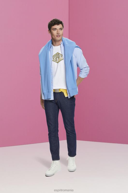 Esprit tricou din bumbac cu imprimeu logo bărbați alb 2T6N8624 tricouri