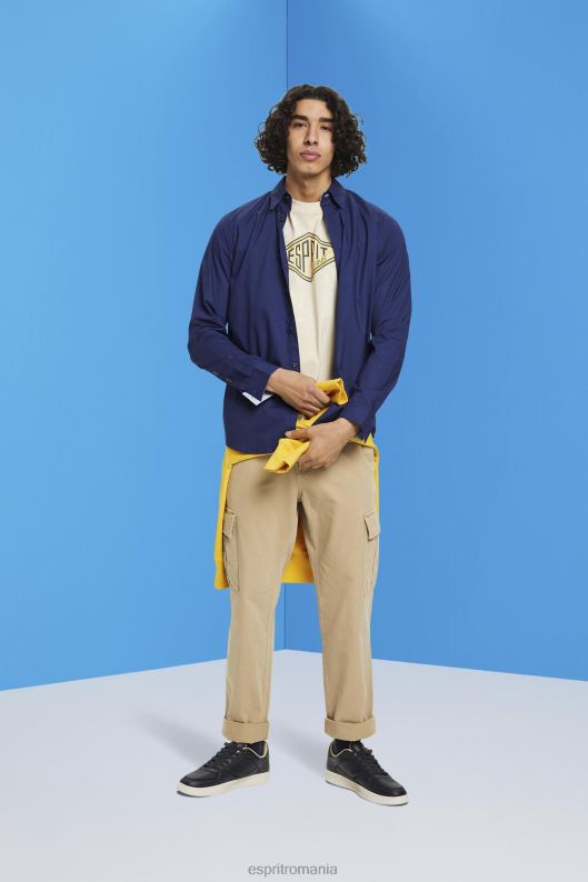 Esprit tricou din bumbac cu imprimeu logo bărbați taup deschis 2T6N8625 tricouri