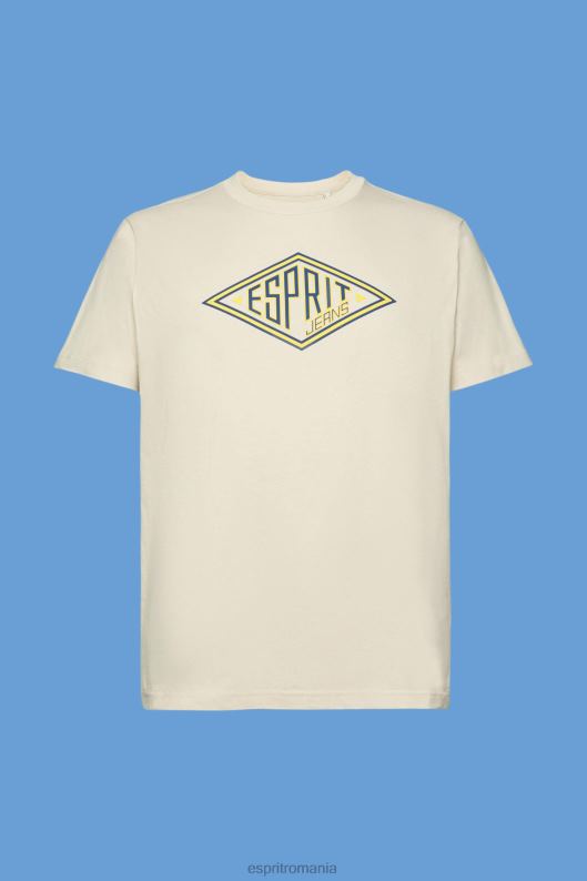 Esprit tricou din bumbac cu imprimeu logo bărbați taup deschis 2T6N8625 tricouri