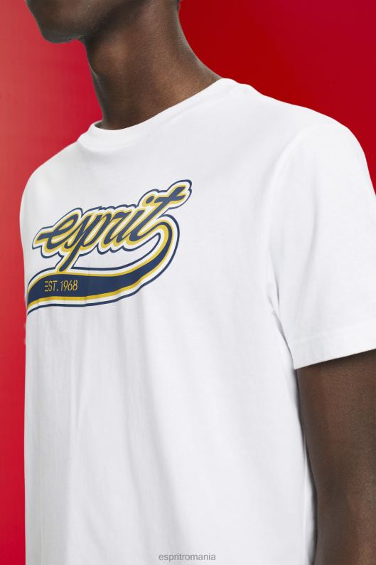 Esprit tricou din bumbac cu imprimeu logo retro bărbați alb 2T6N8629 tricouri