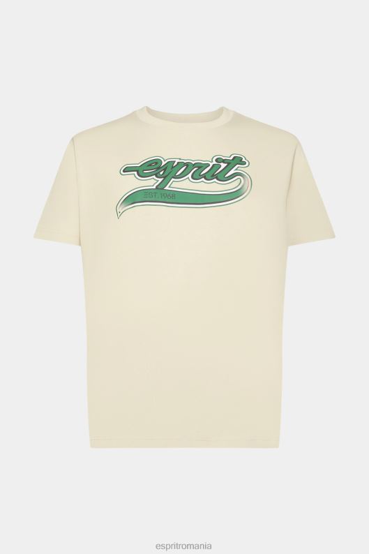 Esprit tricou din bumbac cu imprimeu logo retro bărbați bej 2T6N8630 tricouri