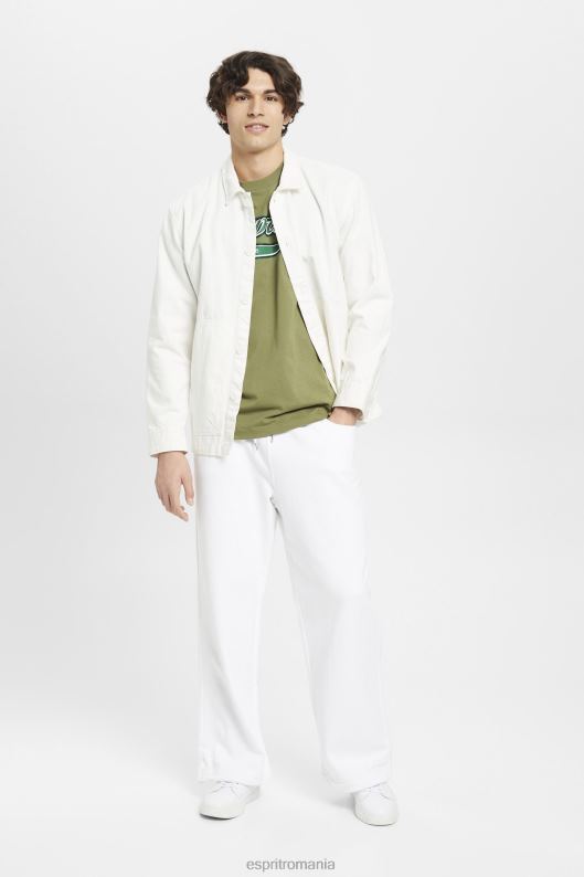 Esprit tricou din bumbac cu imprimeu logo retro bărbați măsline 2T6N8631 tricouri