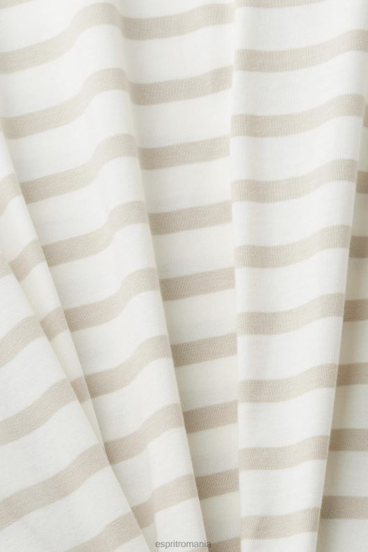 Esprit tricou din bumbac durabil în dungi bărbați taup deschis 2T6N8704 tricouri