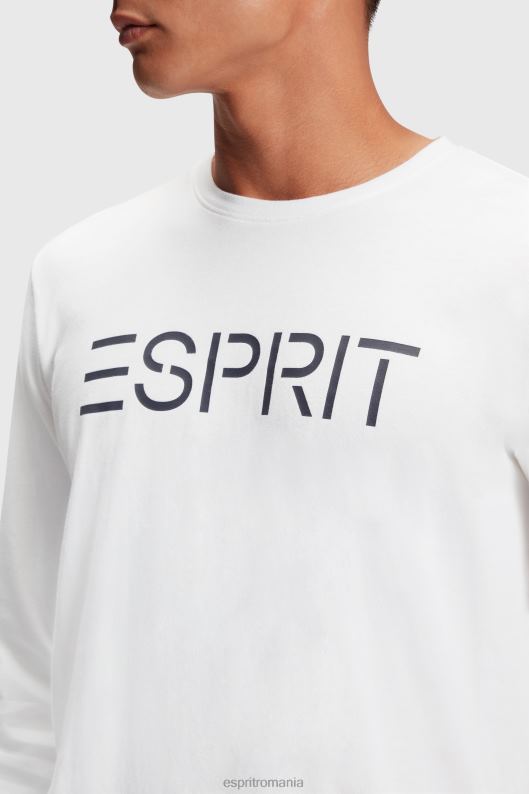 Esprit tricou din jerse cu imprimeu cu logo bărbați alb 2T6N8864 tricouri