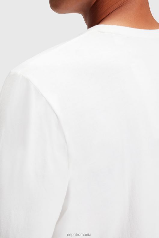Esprit tricou din jerse cu imprimeu cu logo bărbați alb 2T6N8864 tricouri