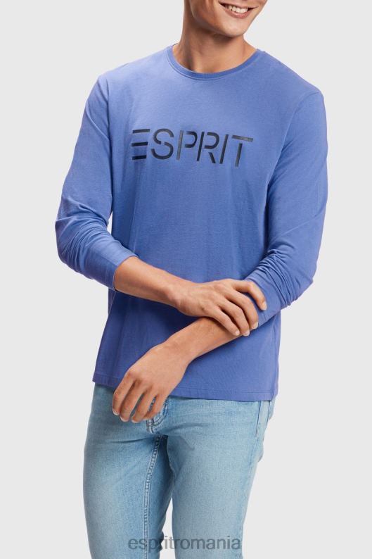 Esprit tricou din jerse cu imprimeu cu logo bărbați albastru 2T6N8867 tricouri