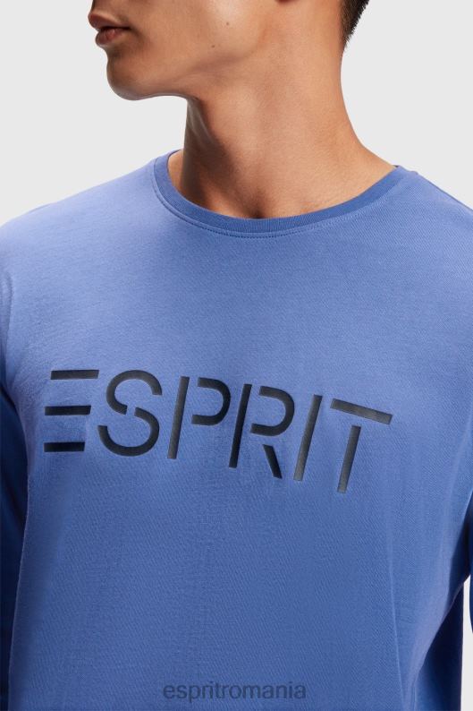 Esprit tricou din jerse cu imprimeu cu logo bărbați albastru 2T6N8867 tricouri