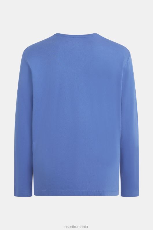 Esprit tricou din jerse cu imprimeu cu logo bărbați albastru 2T6N8867 tricouri