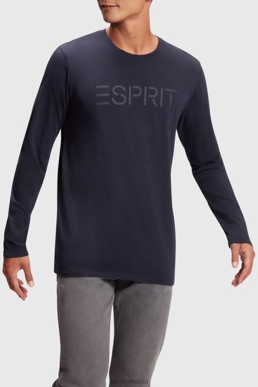 Esprit tricou din jerse cu imprimeu cu logo bărbați marina 2T6N8866 tricouri