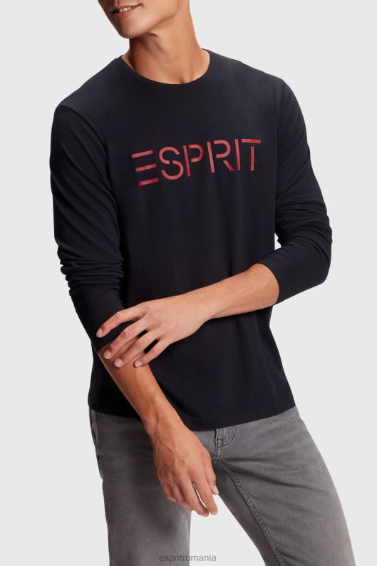 Esprit tricou din jerse cu imprimeu cu logo bărbați negru 2T6N8862 tricouri
