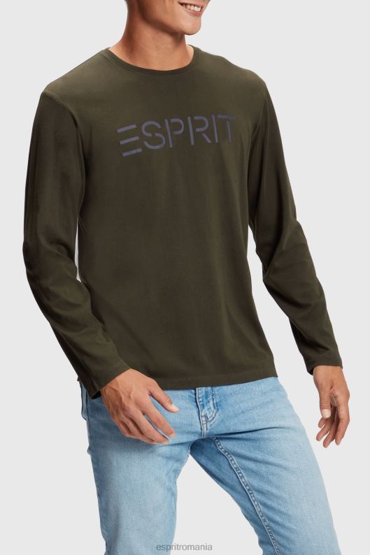 Esprit tricou din jerse cu imprimeu cu logo bărbați verde inchis 2T6N8865 tricouri